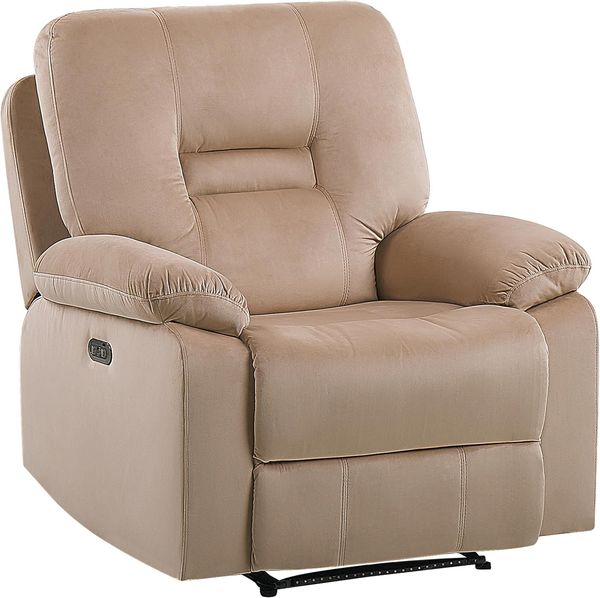 Sofa Set Samtstoff beige 6-Sitzer LED-Beleuchtung USB-Port elektrisch verstellbar BERGEN Bild 5
