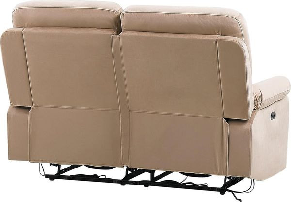 Sofa Set Samtstoff beige 6-Sitzer LED-Beleuchtung USB-Port elektrisch verstellbar BERGEN Bild 9
