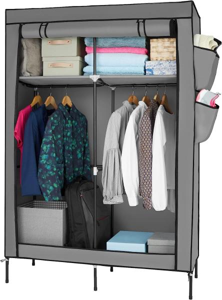 Stoffschrank 4 Fächer grau