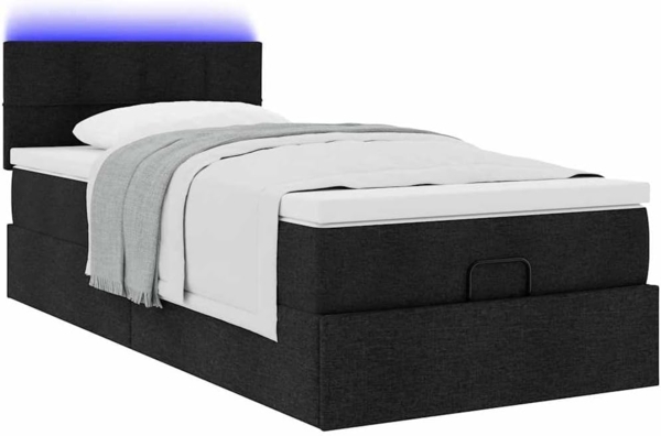 Ottoman-Bett mit Matratze Schwarz 90x200 cm Stoff 3312279