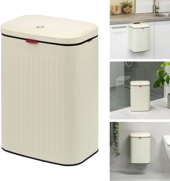 eluno Mülleimer Küchen- und Badabfalleimer, 8 Liter Fassungsvermögen, cream