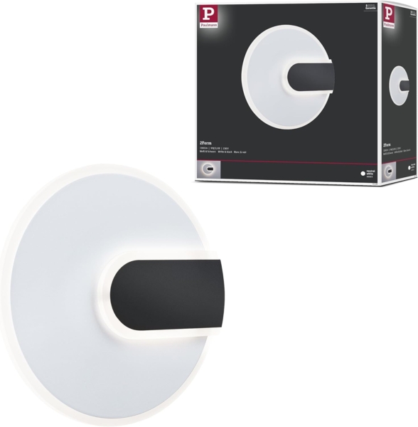 Paulmann 71169 LED Wandleuchte 2Form rund 24cm Weiß Schwarz 4000K 1210lm