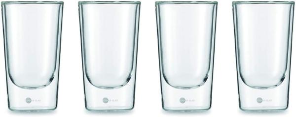 Jenaer Glas 4er Set Latte Glas Becher XL 355 ml GOURMET FOOD & DRINKS HOT'N COOL 115903 x 2 + Gratis 4er Set EKM Living Trinkhalme