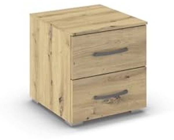 rauch Aditio Box, Nachttisch, 2 Schubladen, mit Softclose-Funktion, Farbe Eiche Artisan, BxHxT 40x42x42cm