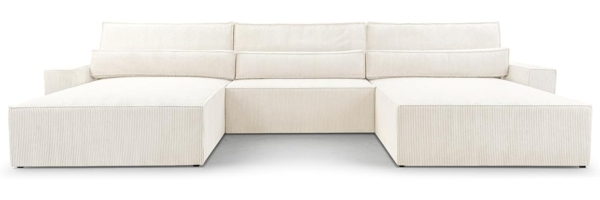 MOEBLO Wohnlandschaft DENVER U, Eckcouch aus Cordstoff Ecksofa U-Form Cord Sofa Couch Polsterecke U-Sofa - 410x85x200cm, mit Bettkasten und Schlaffunktion