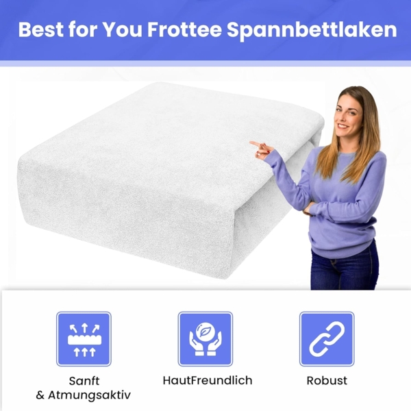 Best for You Spannbettlaken Frottee-Spannbettlaken aus Baumwollmix – Komfort & Passform, Frotte, Gummizug: Rundum Bild 2