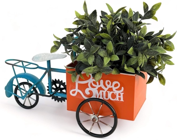 DanDiBo Blumenfahrrad für Garten Metall Stehend Fahrrad Blau Orange 96530 Pflanzfahrrad Dekofahrrad Blumenständer Bild 6