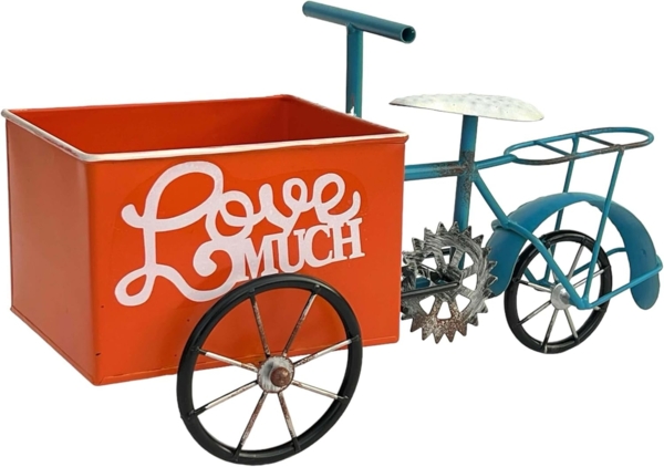 DanDiBo Blumenfahrrad für Garten Metall Stehend Fahrrad Blau Orange 96530 Pflanzfahrrad Dekofahrrad Blumenständer Bild 7