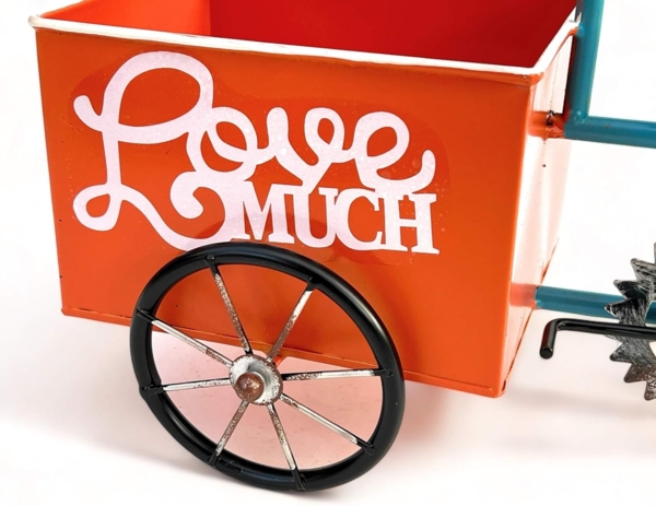 DanDiBo Blumenfahrrad für Garten Metall Stehend Fahrrad Blau Orange 96530 Pflanzfahrrad Dekofahrrad Blumenständer Bild 4