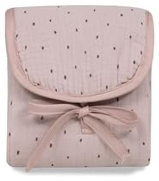 INTERBABY · Tragbare Wickelunterlage Musselin "PUNTOS" rosé · Faltbare wasserdichte Wickelunterlage · 45x75 cm