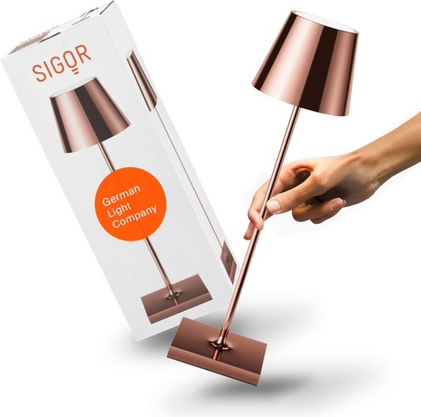 SIGOR LED Tischleuchte Akku-Tischleuchte, Dimmbar, LED fest integriert, 2.700 K / 2.200 K