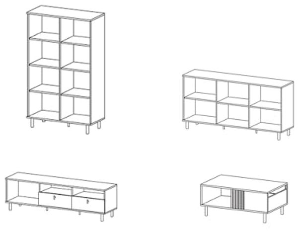 Wohnzimmer-Set Maidstone Wohnwand 4-teilig Sand Grange Eiche anthrazit Bild 2