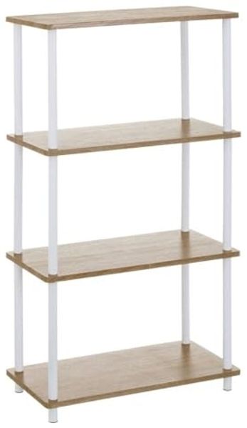 Bodenregal mit 4 Einlegeböden aus MDF und Metall in Natur und Weiß