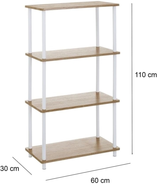 Bodenregal mit 4 Einlegeböden aus MDF und Metall in Natur und Weiß Bild 2