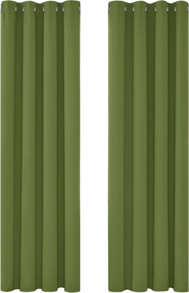 Deconovo Blickdicht Verdunkelungsvorhang Ösen Gardinen Thermovorhang Kälteschutz Thermo gegen Kälte Thermogardine Hitzeschutz, 290x140 cm(HöhexBreite), Apfelgrün, 2er Set