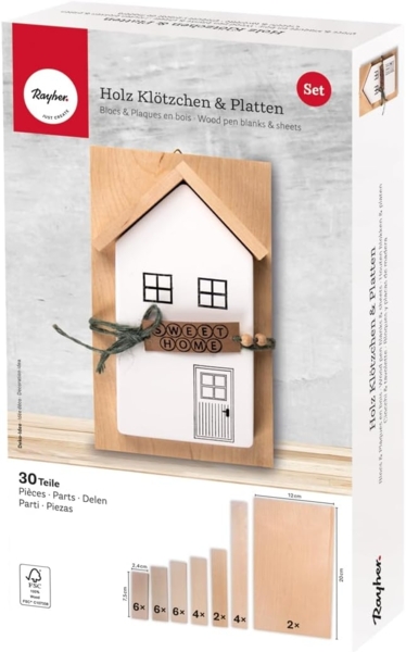 Holz Set Klötzchen und Platten, 30 tlg.