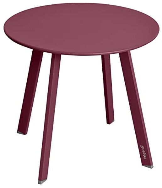 Hespéride Runder Garten-beistelltisch saona Bordeaux matt 50x45 cm aus kataphorese-Stahl