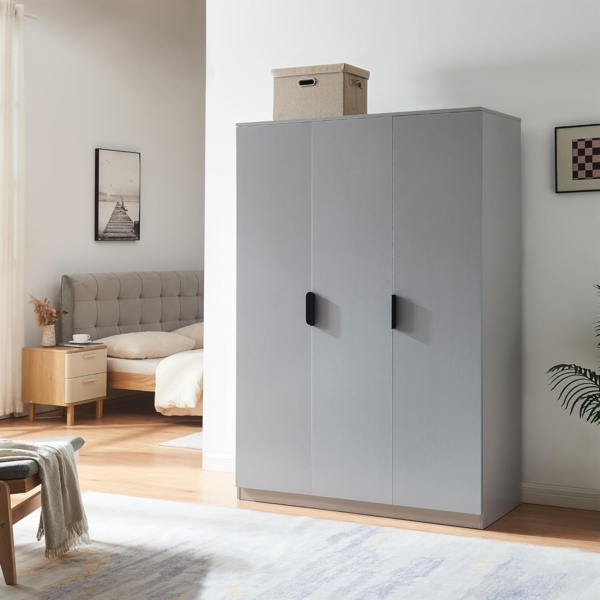 Kleiderschrank Eiselfing 176 x 120 x 52 cm 4 Fächer Grau [en. casa]