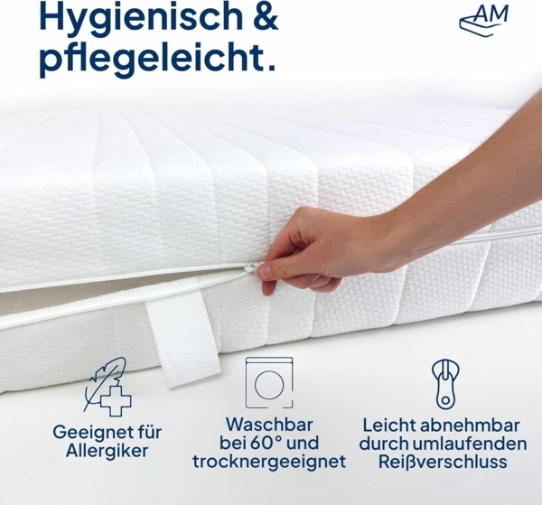 AM Qualitätsmatratzen | Hochwertiger Komfort Matratzenbezug 140 x 200 x 14 cm - Ersatzbezug Bild 4