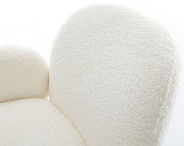 Drehstuhl Nube-Flex mit Armlehnen Bouclé Weiß Kreuzgestell breit Effektfinish Titan 360° drehbar Wippfunktion Taschenfederkern Bild 5
