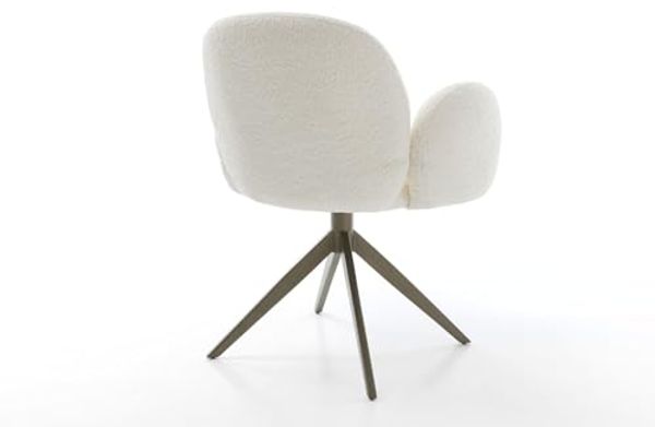 Drehstuhl Nube-Flex mit Armlehnen Bouclé Weiß Kreuzgestell breit Effektfinish Titan 360° drehbar Wippfunktion Taschenfederkern Bild 6