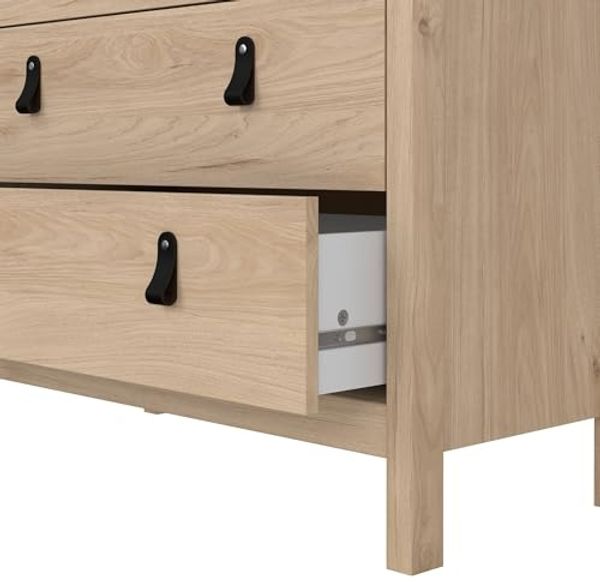 Dmora - Kommode Jeanine, Mehrzweckkommode, Schlafzimmerkommode, Schrank mit Schubladen, 82x38 h99 cm, Eiche Bild 7