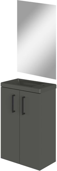 Baikal Badezimmerschrank, einfarbig, 2 Türen, mit Griff, hängend, inkl. Keramikwaschbecken, 20 cm, montiertes Möbelstück, Waschbecken mit Spiegel, 40 cm, Azier