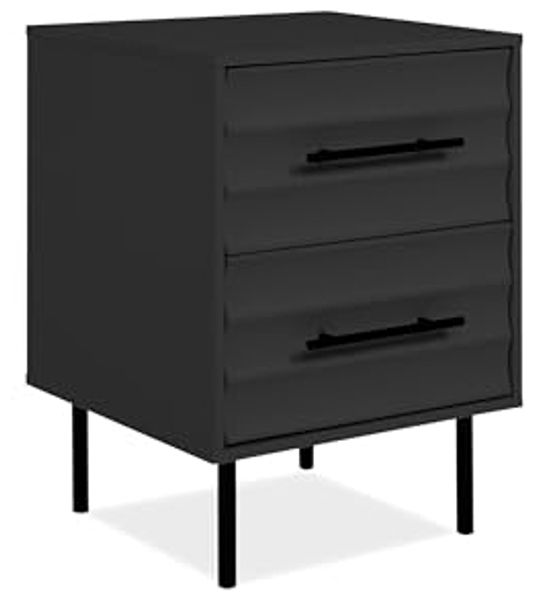 Nachtkonsole >Falun< in anthrazit 3D-Fronten in Wellenoptik - 40x55x39cm (BxHxT)