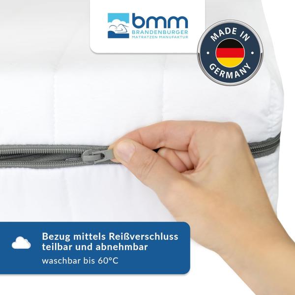 BMM Matratze 100x220 cm Klassik XXL Härtegrad H3 fest/Kaltschaummatratze Öko-Tex Zertifiziert/orthopädische 7 Zonen Matratze Höhe 12 cm/Matratzen produziert in Deutschland Bild 6