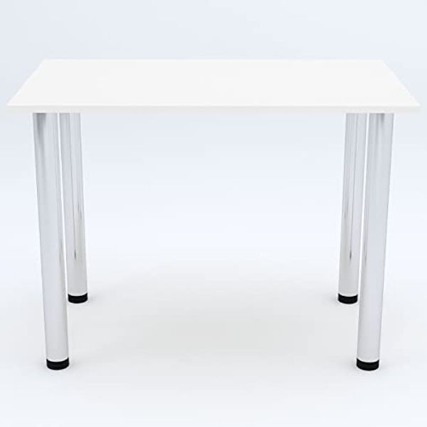 110x65 | Esszimmertisch - Esstisch - Tisch mit Chrombeinen - Küchentisch - Bürotisch | Weiss Bild 4