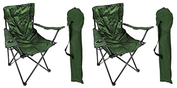 2er Anglersessel Campingstuhl Outdoorstuhl Getränkehalter Tasche Grün