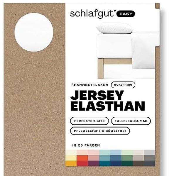 Schlafgut Spannbettlaken EASY Jersey Elasthan Boxspring, Jersey, Gummizug: rundum, (1 Stück), MADE IN GREEN by OEKO-TEX®