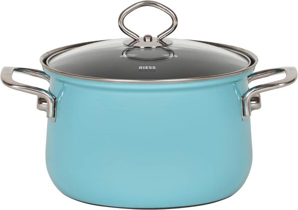 Riess Kristallblau Fleischtopf mit Glasdeckel