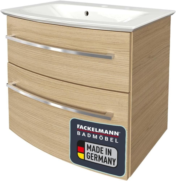 Fackelmann B.STYLE Badmöbel Set 2-teilig, 63,2 cm breit, Braun, Gussmarmor weiß