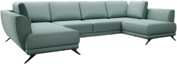 Designer Sofa Nina mit Schlaffunktion Stoff Grün