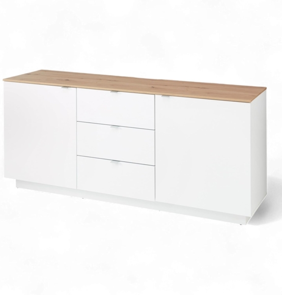 CORE TV-Sideboard in Weiß, Artisan Eiche Optik - Moderner Fernsehschrank mit Schubladen und viel Stauraum - 180 x 77 x 44 cm (B/H/T)
