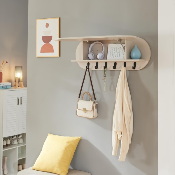 Wandgarderobe Vilkön mit Ablagefach 80x16x30 cm Beige [en. casa]