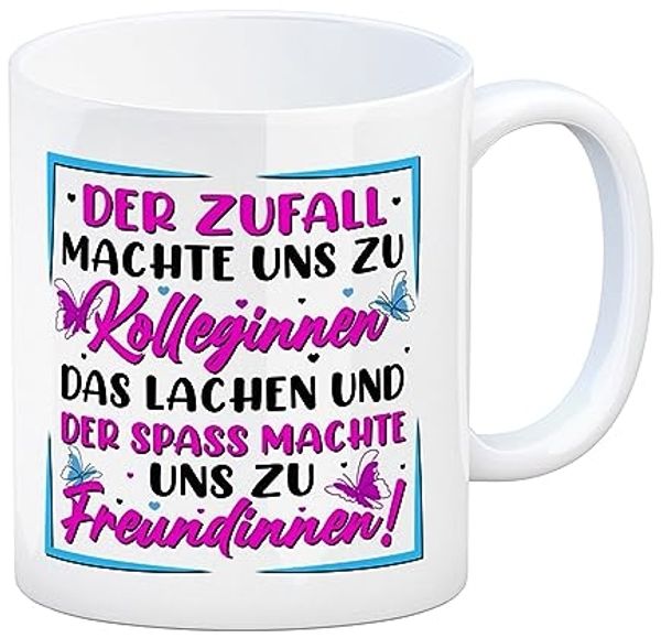 speecheese Tasse Der Zufall machte uns zu Kolleginnen Kaffeebecher Spruch zum Thema