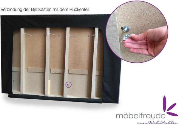 Furniture for Friends Doluna Valina Boxspringbett 180x200 cm H2/H3 in Anthrazit niedriges Kopfteil 90 cm Ideal für Dachschrägen inkl. Visco Topper + 7 Zonen Taschenfederkern-Matratze Bild 8