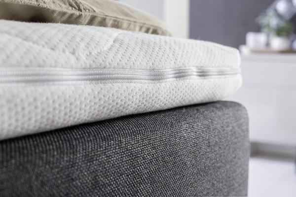 Furniture for Friends Doluna Valina Boxspringbett 180x200 cm H2/H3 in Anthrazit niedriges Kopfteil 90 cm Ideal für Dachschrägen inkl. Visco Topper + 7 Zonen Taschenfederkern-Matratze Bild 2