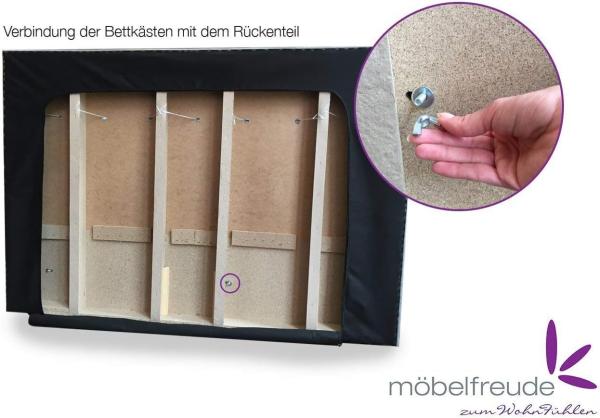 Furniture for Friends Doluna Valina Boxspringbett 180x200 cm H2/H3 in Anthrazit niedriges Kopfteil 90 cm Ideal für Dachschrägen inkl. Visco Topper + 7 Zonen Taschenfederkern-Matratze Bild 6