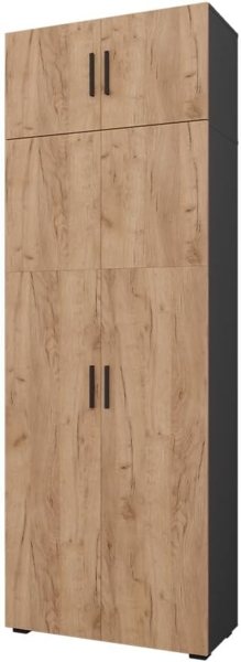 Mehrzweckschrank Ingo Anthrazit/Goldkraft Eiche 80 x 223.8 cm mit Schrankaufsatz Vicco