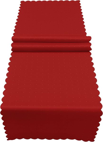 matches21 HOME & HOBBY Tischdecke Tischläufer 40x150 cm in Dunkelrot für Esstisch & Küche (1-tlg), Waschbare Mitteldecke mit gewelltem Rand