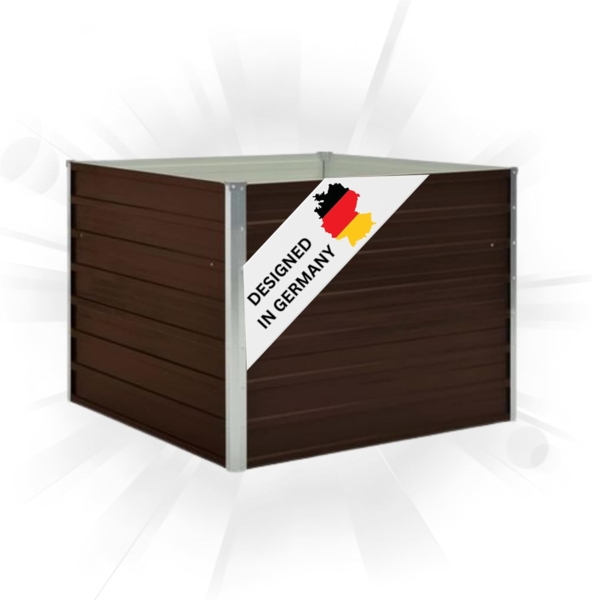 DELUKE® Hochbeet für Garten EMIL Quadrat Braun 100x100x77cm Verzinkter Stahl Hochbeet Metall Gartenbeet Kräuterbeet Blumenbeet Beet hoch Frühbeet für Garten Gemüsebeet