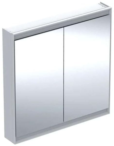 Geberit ONE Spiegelschrank mit ComfortLight, 2 Türen, Aufputzmontage, 90 x 90 x 15 cm, 505.813.00, Farbe: Aluminium eloxiert - 505.813.00.1