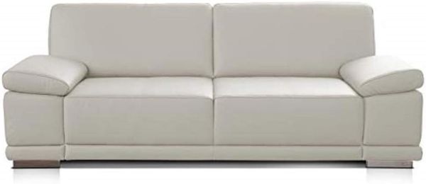 CAVADORE 3-Sitzer Sofa Corianne in Kunstleder / Ledersofa in hochwertigem Kunstleder und modernem Design /Mit Armteilverstellung / 217 x 80 x 99 / Kunstleder weiß