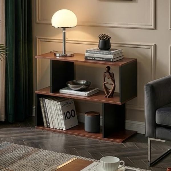 Beistelltisch Trond 80x29x60 cm Schwarz/Walnussoptik [en. casa]