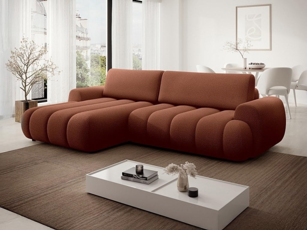 Vente-unique - Ecksofa mit Schlaffunktion - Ecke links - Stoff - Terrakotta - FRIDORA Bild 2