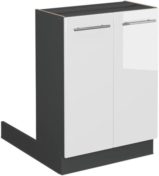 Vicco Küchenschrank Küchenmöbel Fame-Line modern Küche Einbauküche Küchenzeile Blende Unterschrank Hochschrank Hängeschrank (Anthrazit-Weiß Hochglanz, Regalinselunterschrank 60 cm)