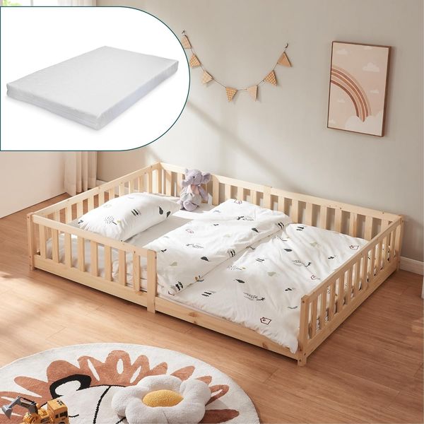 Bodenbett Tanna mit Matratze 120x200 cm Natur [en. casa]